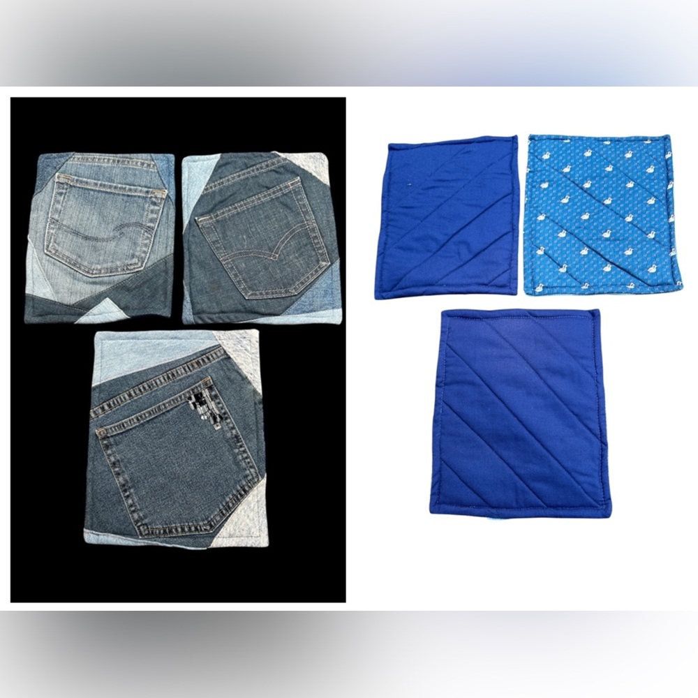 Lot 3 Handmade Potholders Trivets Denim Jeans NEW